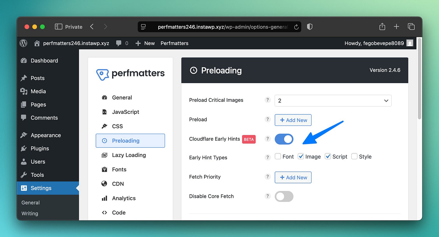 Perfmatters Early Hints