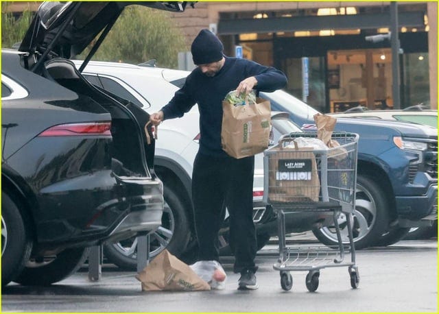 r/Fauxmoi - Please enjoy this series of photos showing Sebastian Stan dropping his groceries