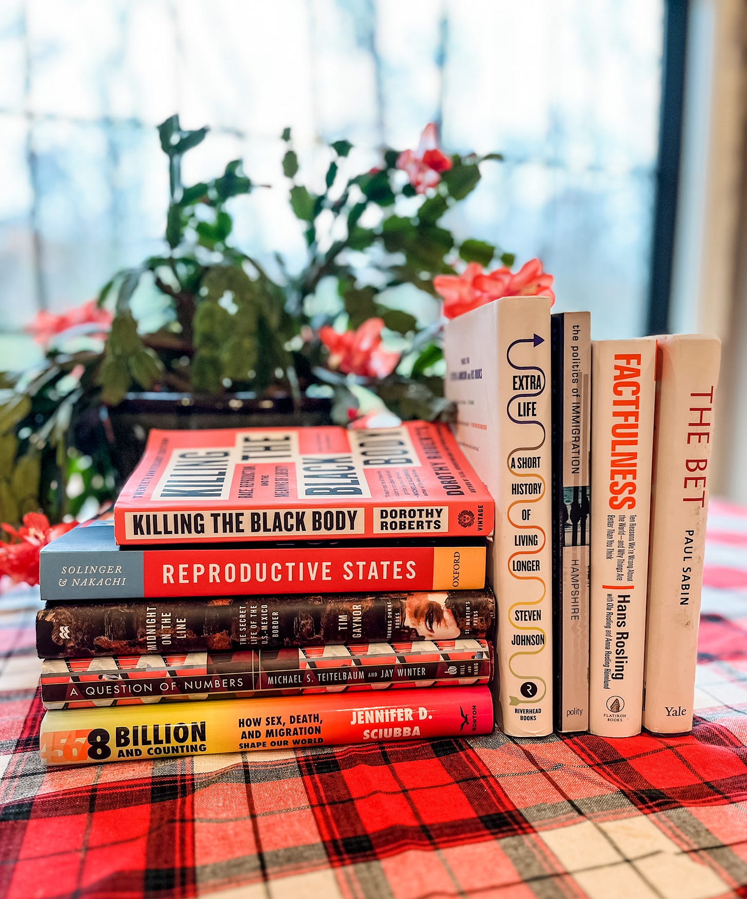 stacks of books recommended in this post