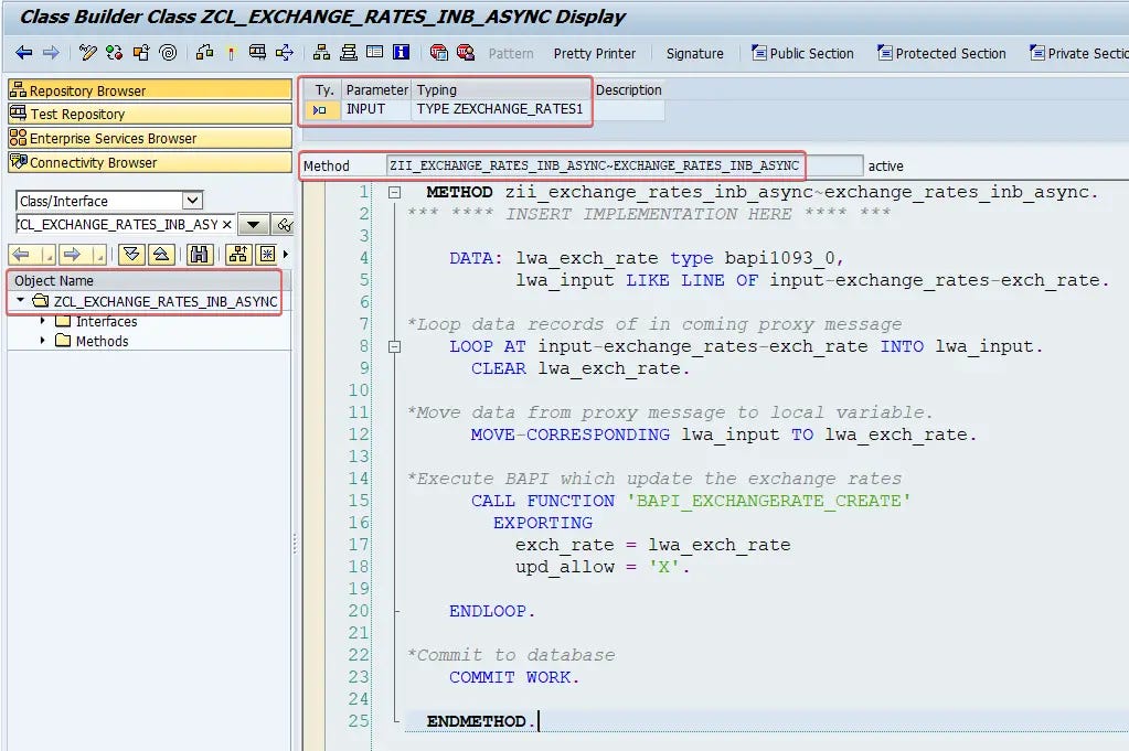 Proxy Class Signature and ABAP Code to update Exchange Rates in SAP