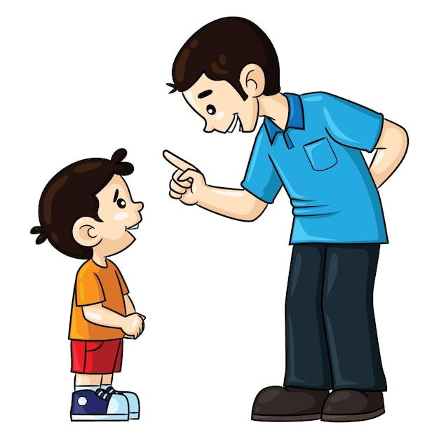 Premium Vector | Illustration cartoon of cute father advising his son Premium Vector | Illustration cartoon of cute father advising his son