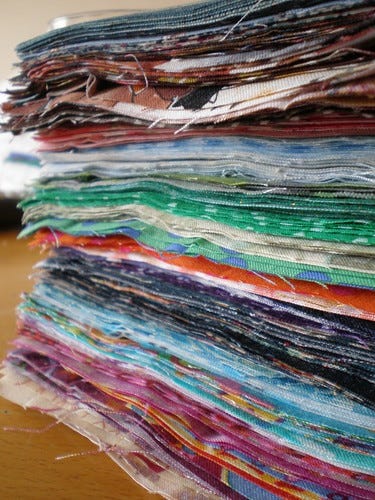 Stack of cut fabric Stack of cut fabric