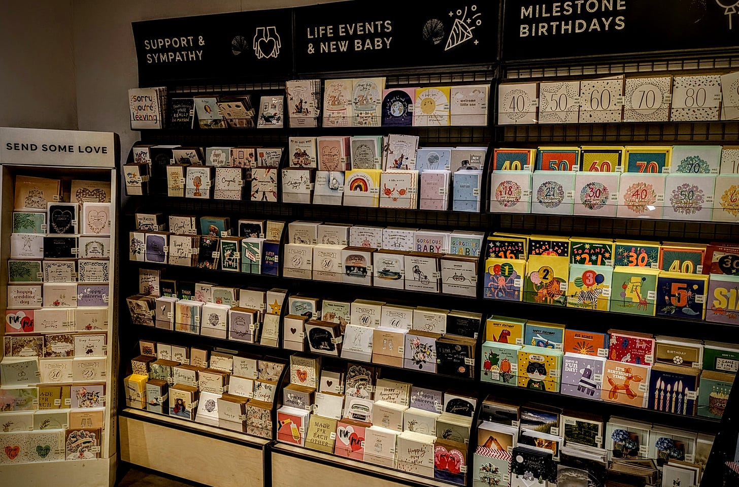 A rack of greeting cards