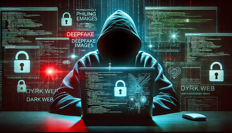 This is an image of a darkweb hacker using Gen AI models specifically on the Darkweb to simplify finding cyber attack tools This is an image of a darkweb hacker using Gen AI models specifically on the Darkweb to simplify finding cyber attack tools