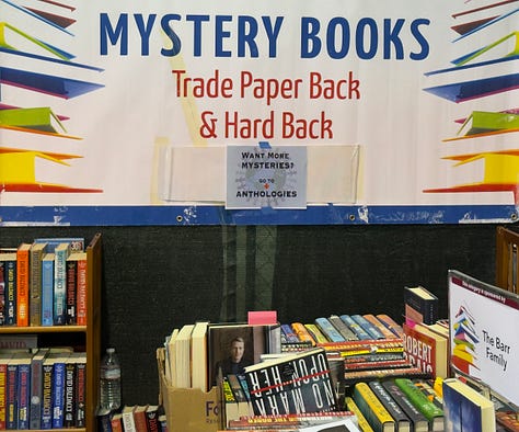 56 different book categories and lots of signs