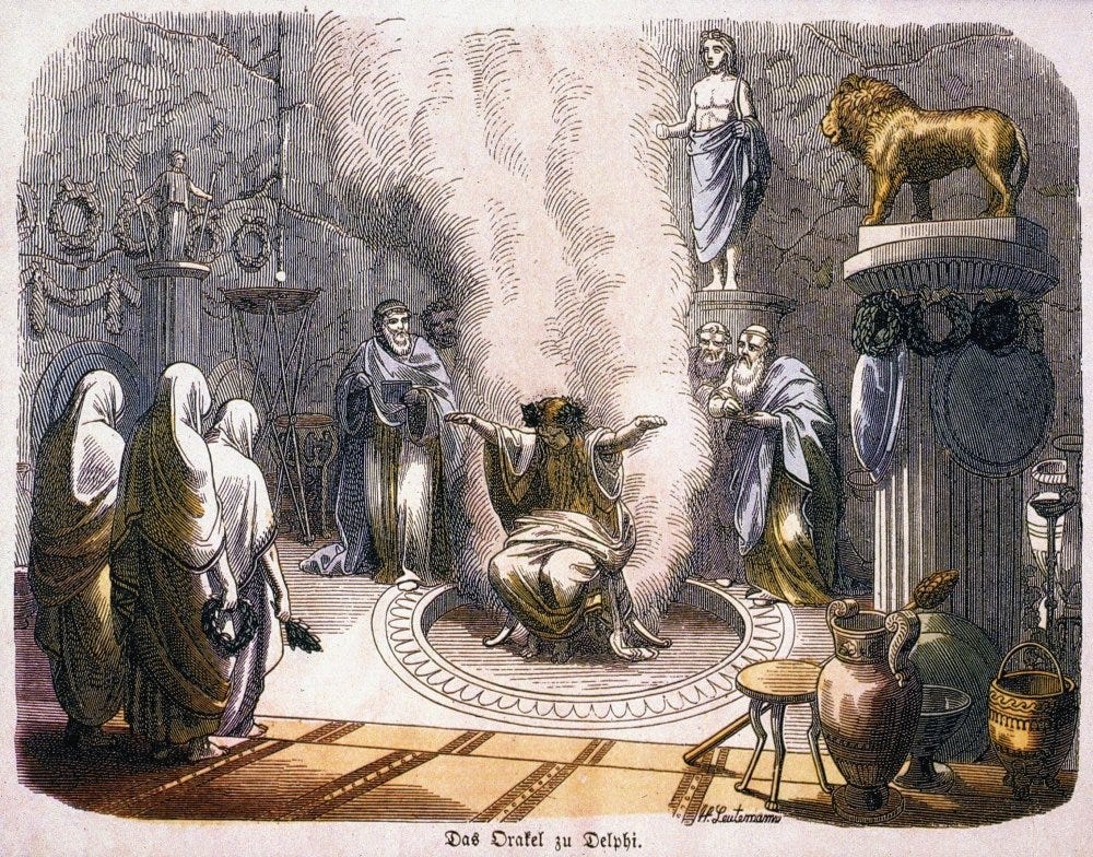 Amazon.com: Greece Oracle At Delphi Noracle Of Apollo At Delphi Line  Engraving German 19Th Century After Heinrich Leutemann Poster Print by (18  x 24): Posters & Prints