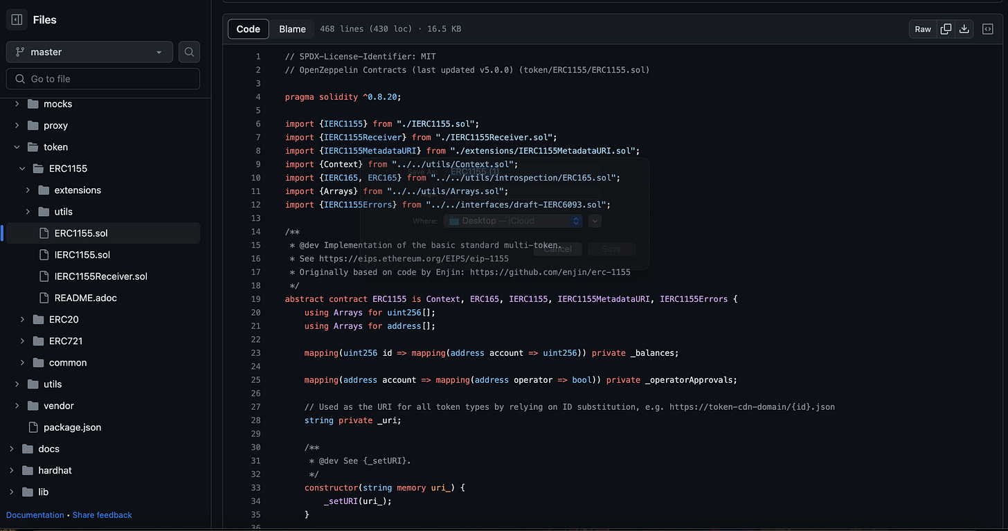 https://github.com/OpenZeppelin/openzeppelin-contracts/blob/master/contracts/token/ERC1155/ERC1155.sol