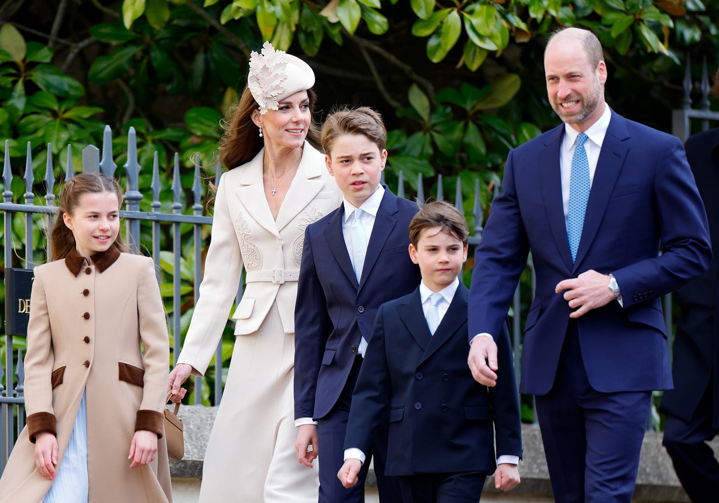 The Wales' family at the Easter service