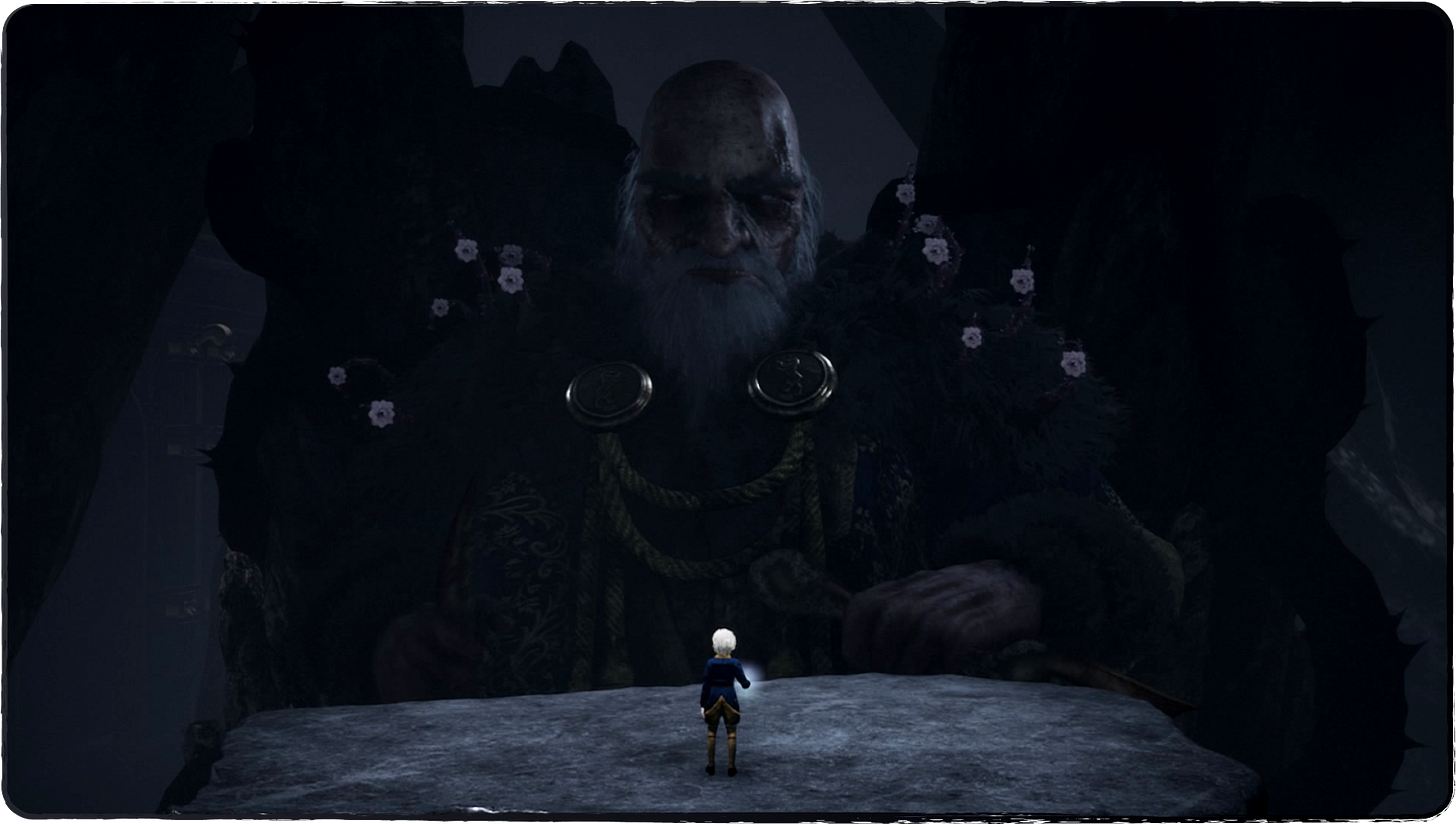 An image from Bramble showing The Mountain King boss battle at the end!