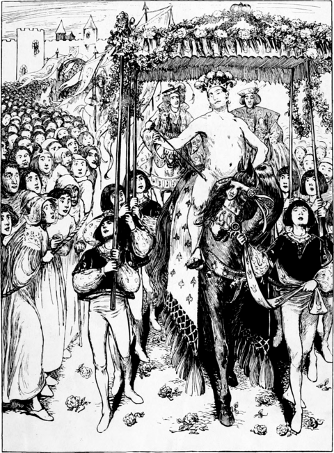 Various illustrations from childrens editions of The Emperor's New Clothes by Hans Christian Anderson