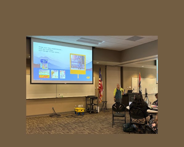 picture of Janet with presentation screen