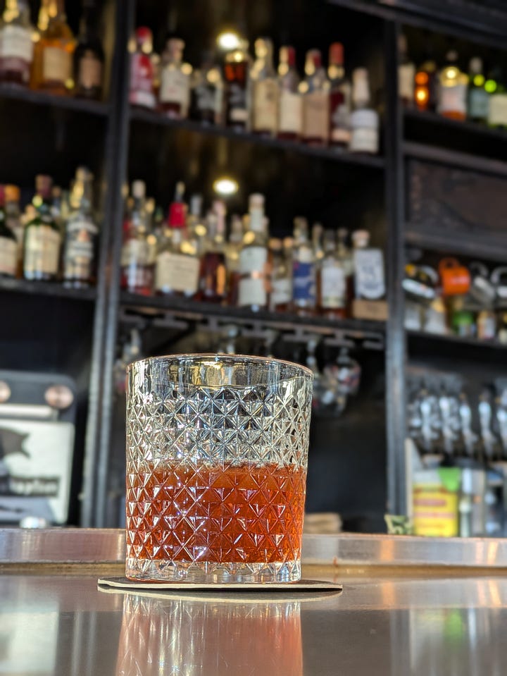 Cocktail from Chaplin's and Toki Classic ramen bowl