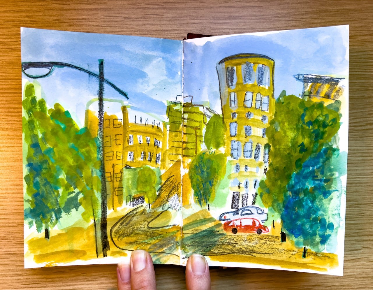 sketchbook drawing of cambridge by Beth Spencer
