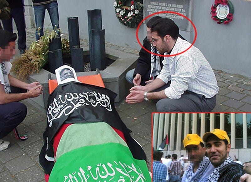 Karim Hassoun at a mock funeral for Hamas leader Abdel Aziz al-Rantisi
