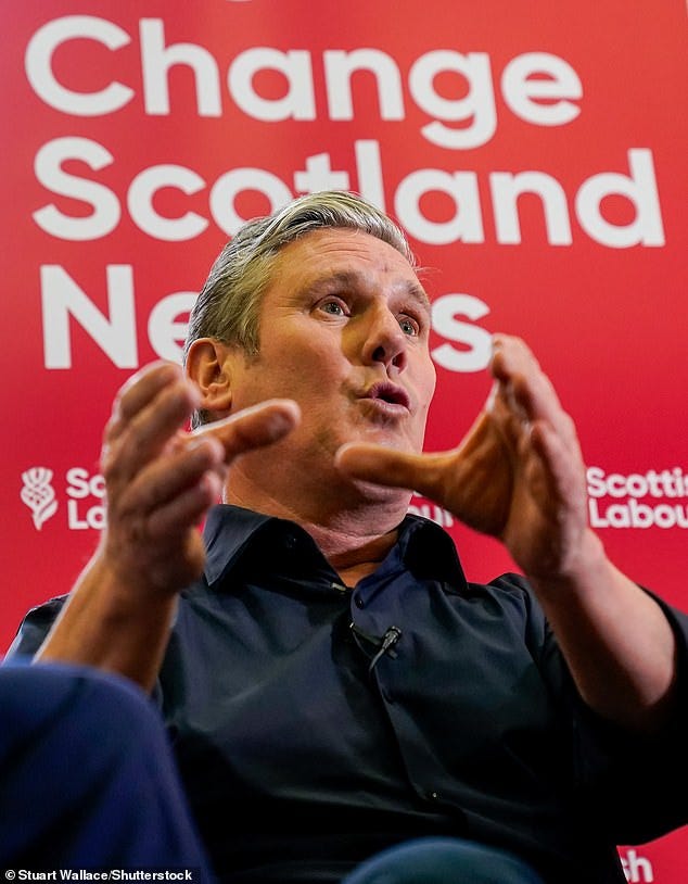 Rishi Sunak yesterday accused Sir Keir Starmer (pictured) of putting women and girls at risk with yet another U-turn over self-identification for trans people