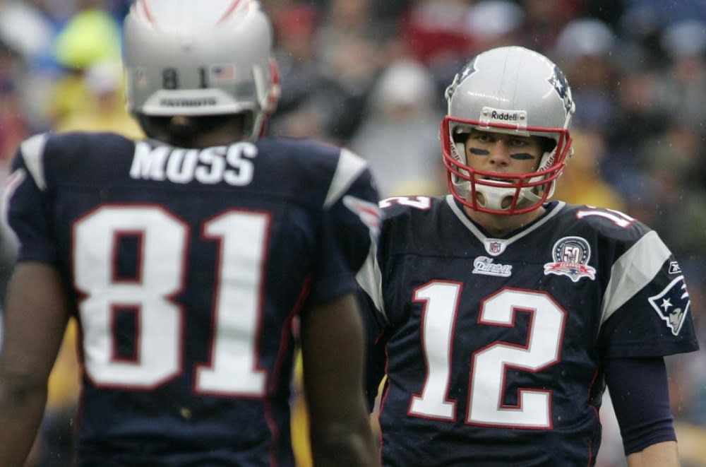 Tom Brady, Randy Moss of 2007 vs Matt Ryan and Julio Jones 2017 images Tom Brady, Randy Moss of 2007 vs Matt Ryan and Julio Jones 2017 images
