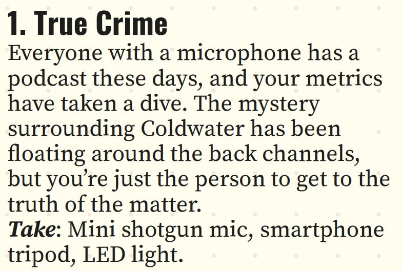 A ttrpg background for the Liminal Horror rpg titled 'true crime'.