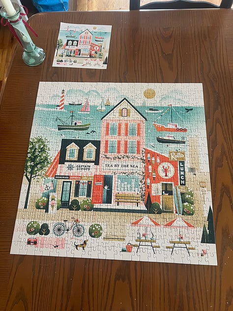 L:R; New Smyrna Beach, Roswell GA, Me & Bandit on the 4th, The Rainy Sunday, Interior Light, Favorite New Puzzle