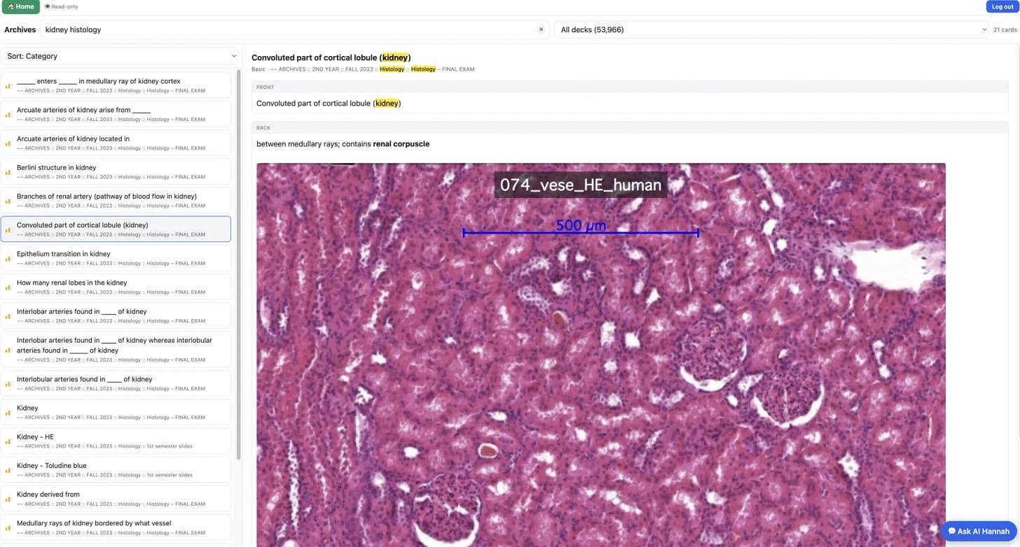 Study with Hannah kidney histology card with medical slide image Study with Hannah kidney histology card with medical slide image