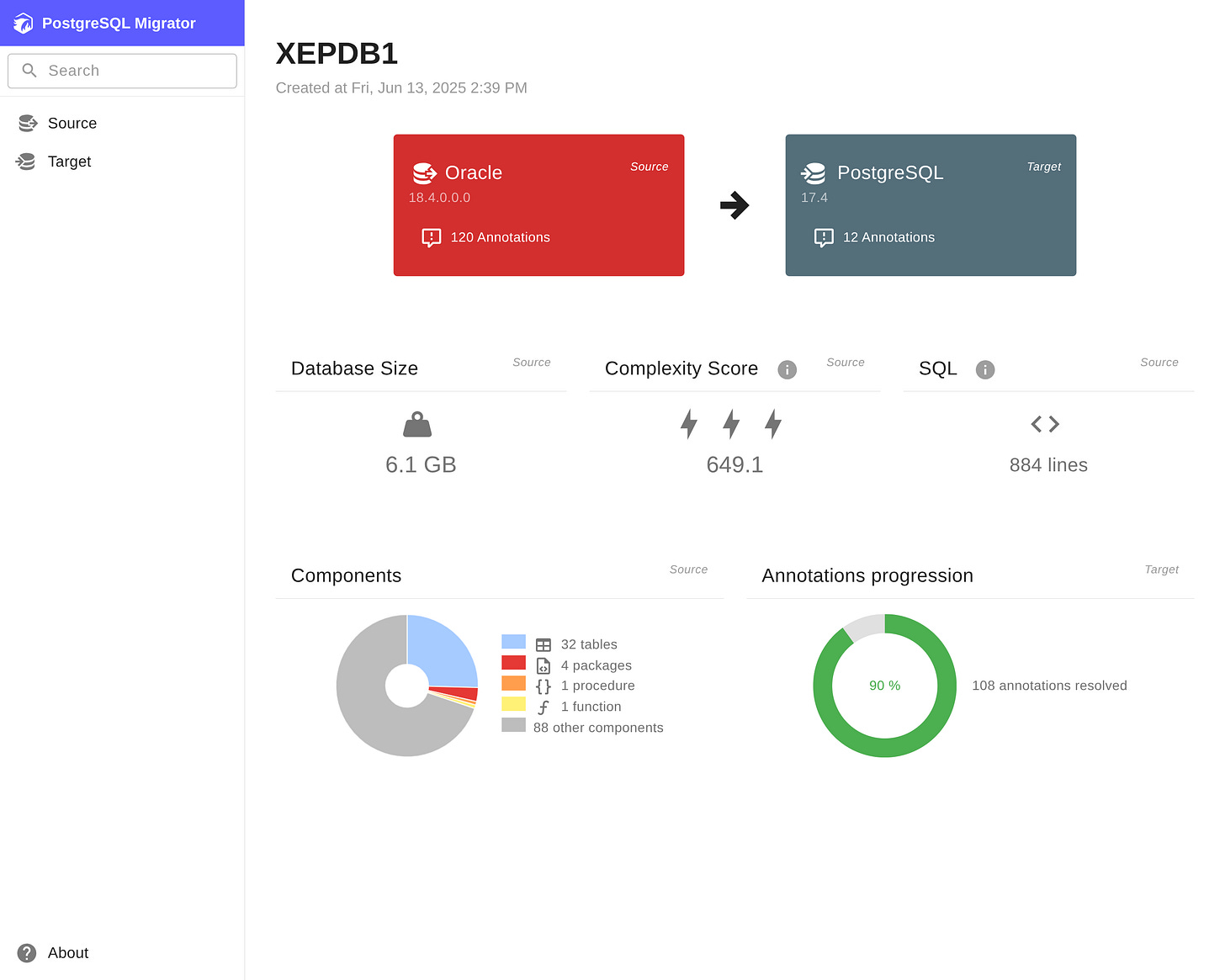 Page d'accueil de PostgreSQL Migrator