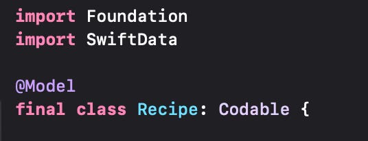 Defining a data class with SwiftData
