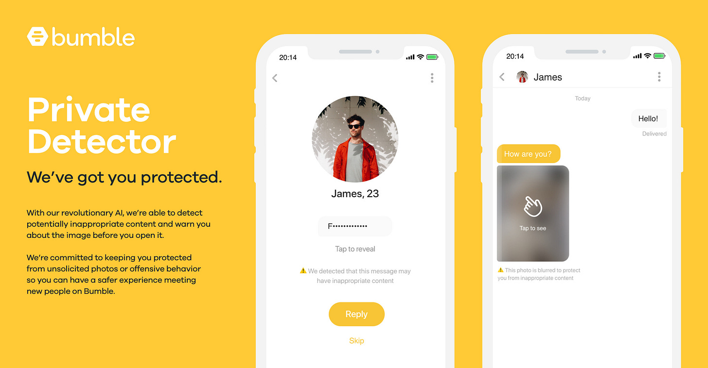 Bumble's 'private detector' AI will automatically detect and blur lewd  images - The Verge