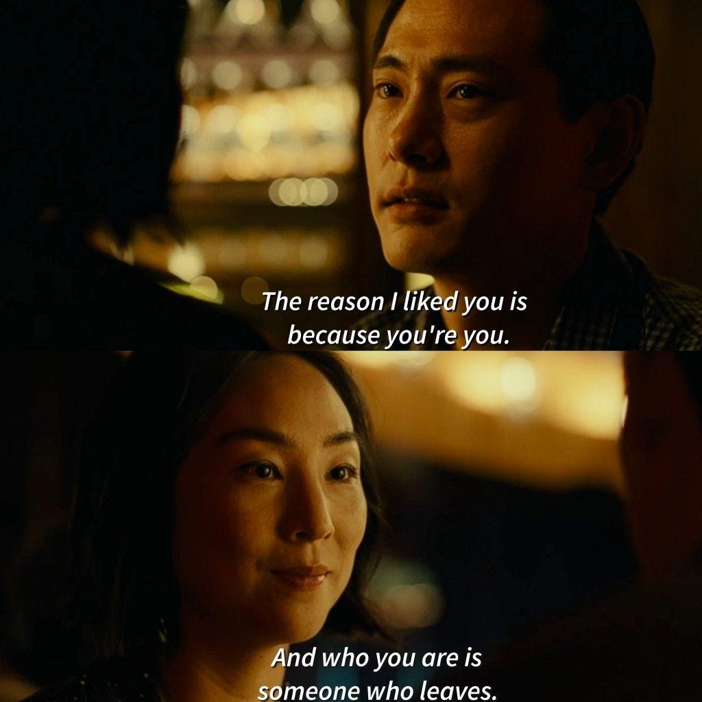 Quem não viu, veja Past Lives. Sem dar spoilers, é sobre muitas coisas, mas partir, ficar, decidir o que manter o que deixar ir sao temas tratados de forma bela. 