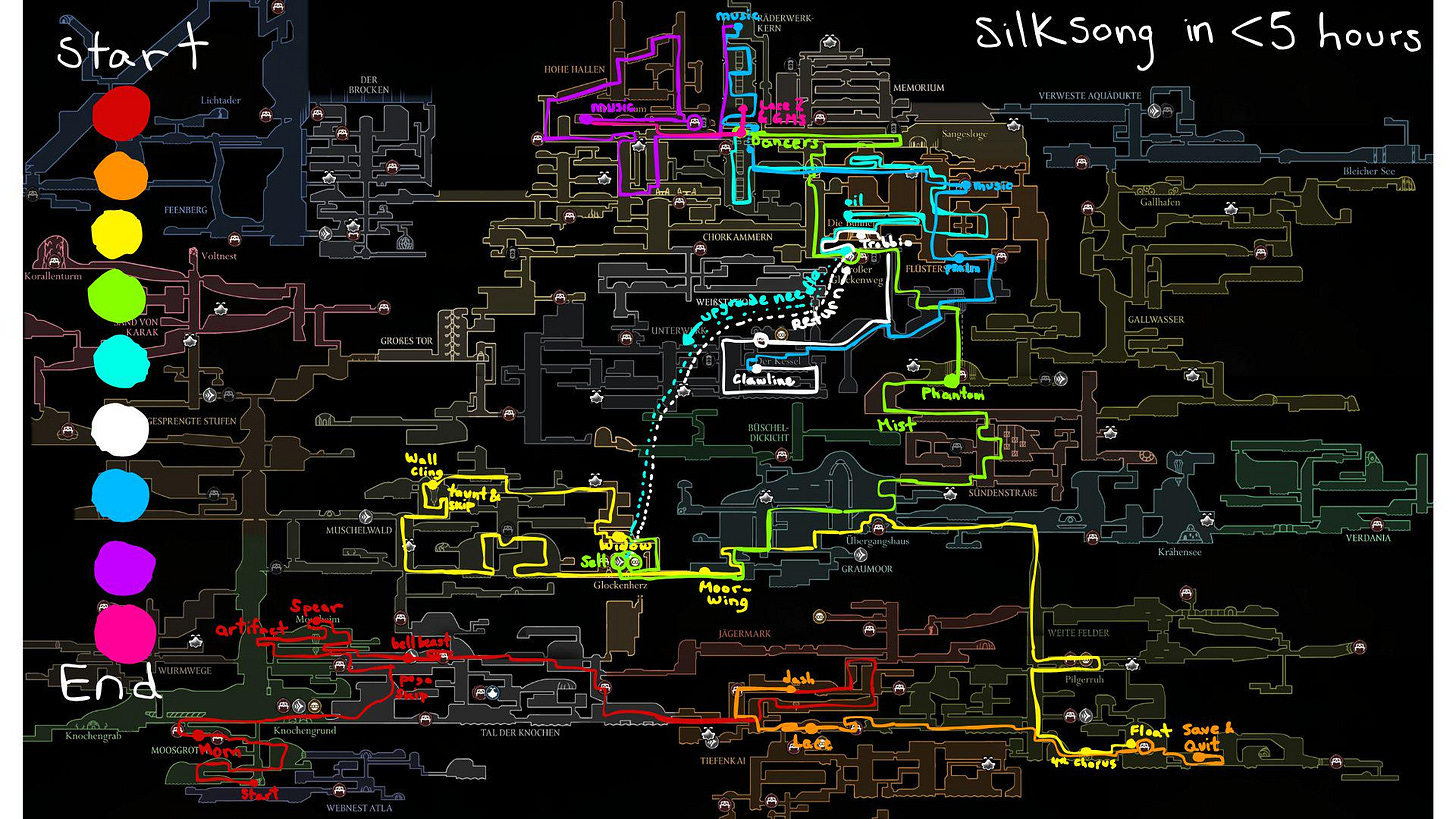 Silksong 5-hour speedrun route (Based on BLueSR) : r/HollowKnight