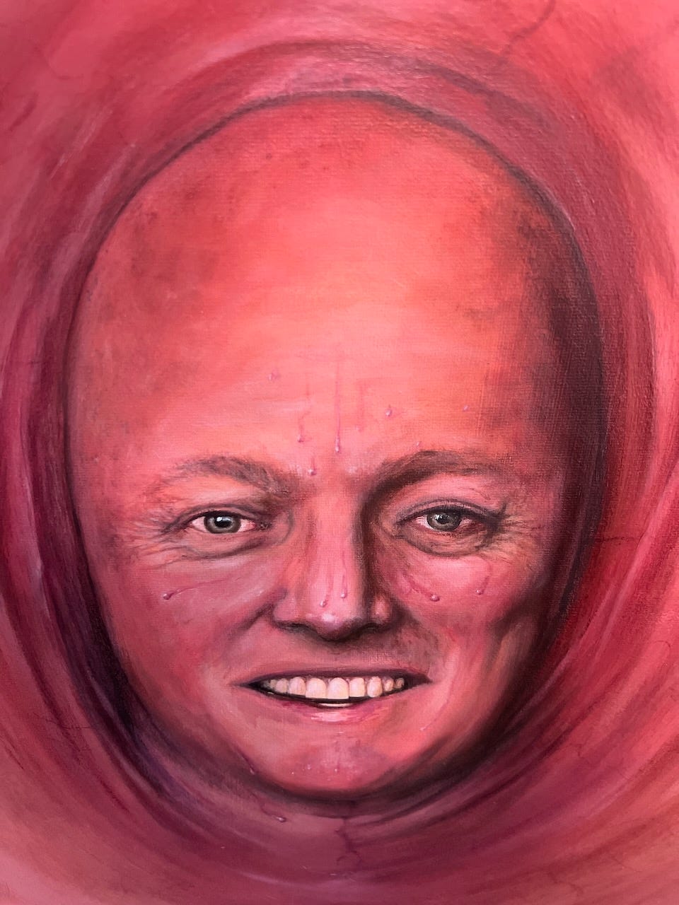 Close up of Chris Luxon painting