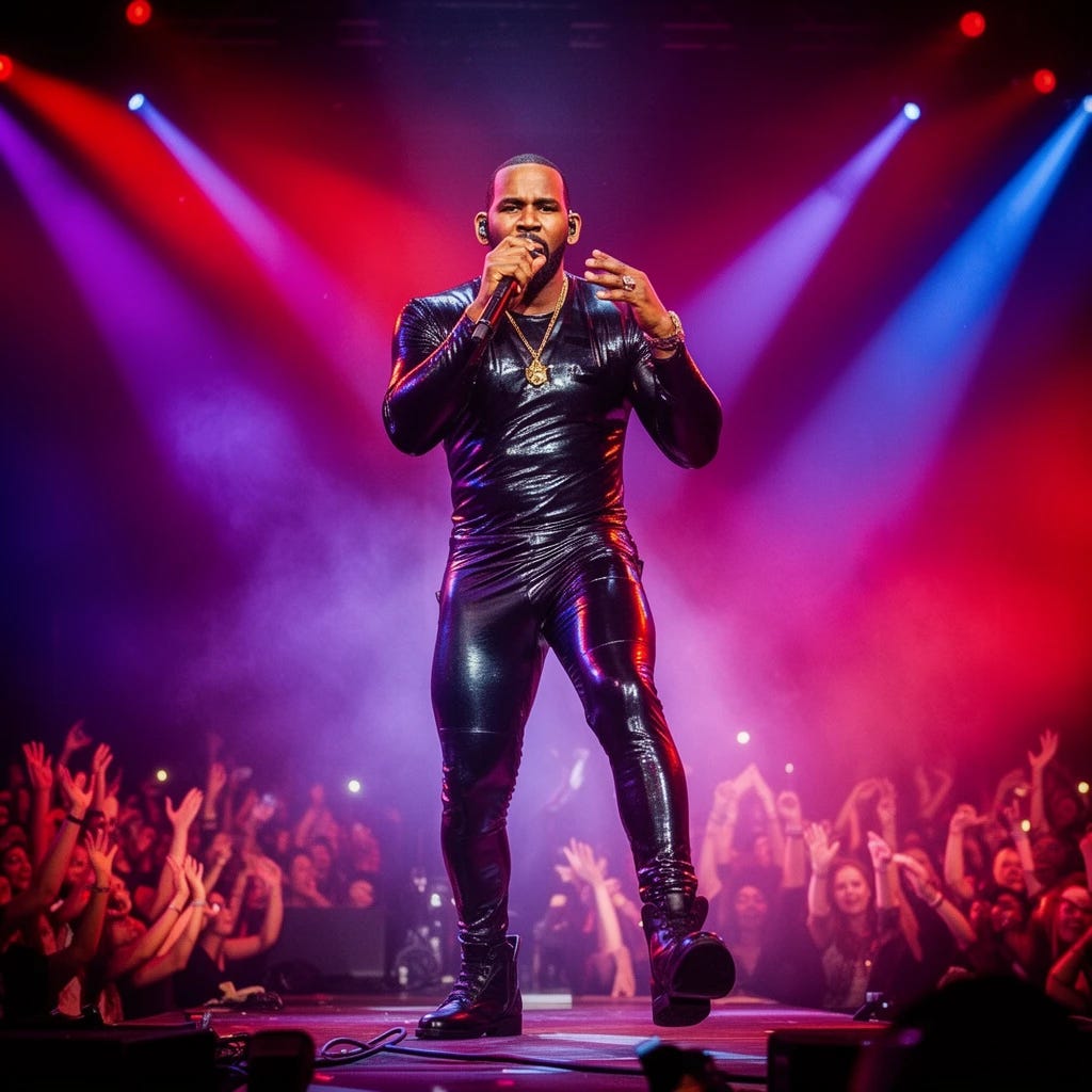 R. Kelly the Singer singing in a sexualized onstage performance
