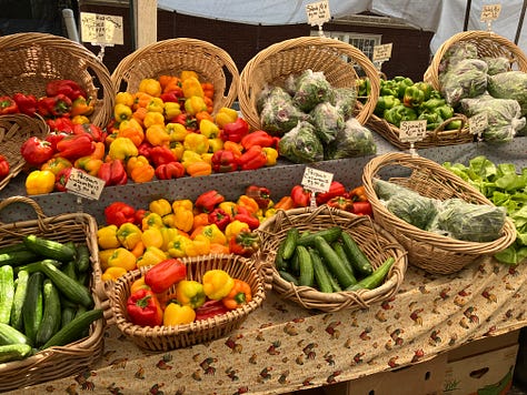 Fruits and vegetables ant the farmers market at Portland State University