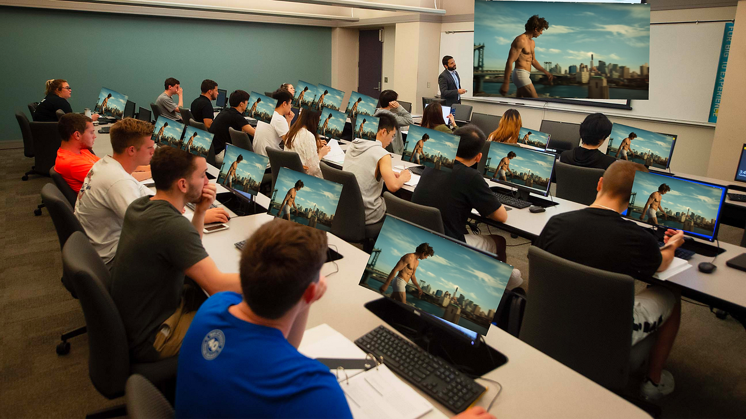 marketing students watching jeremy allan white calvin klein ad