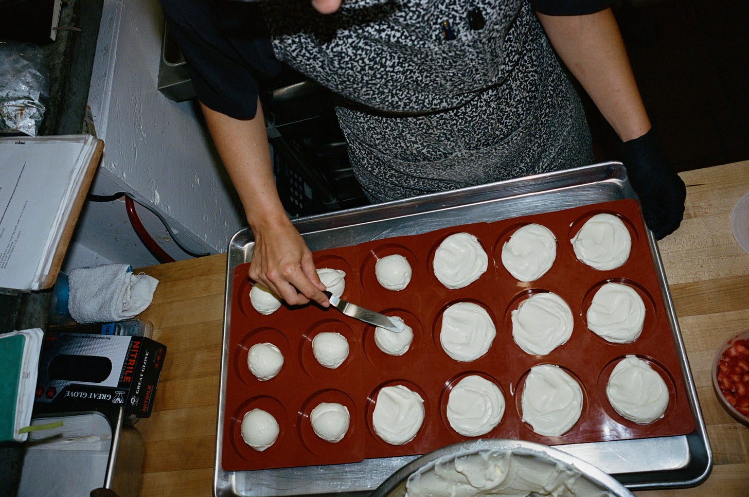 Making meyer lemon semifreddo for ice cream sandwiches