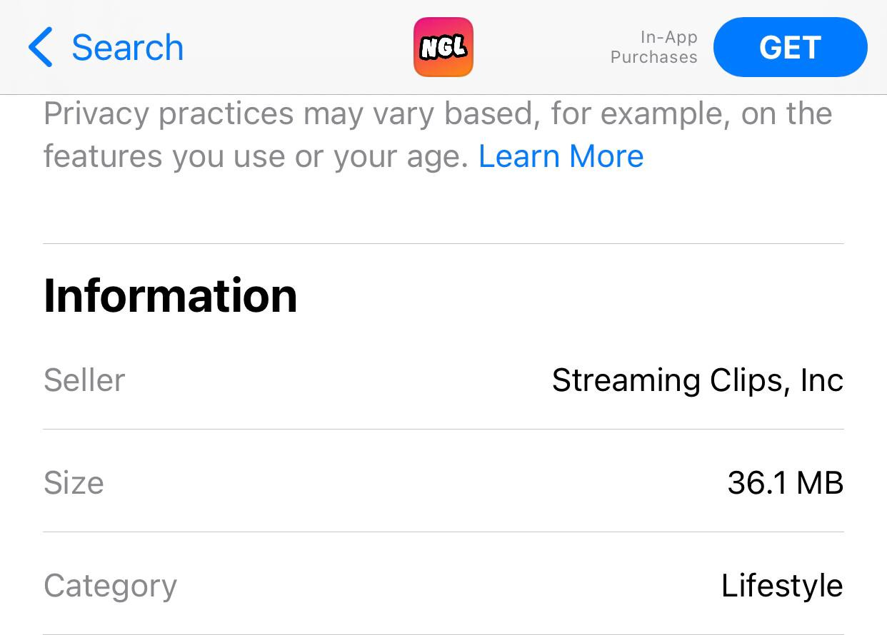Imagen de la seccion de informacion de la App Store Imagen de la seccion de informacion de la App Store