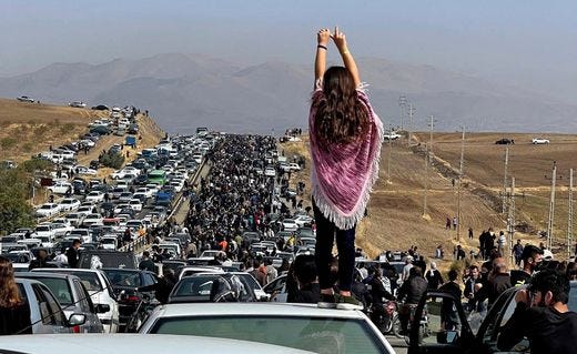 A protest in Amini's hometown of Saqqez: There have been more than 18,000 arrests since the wave of demonstrations began. A protest in Amini's hometown of Saqqez: There have been more than 18,000 arrests since the wave of demonstrations began.