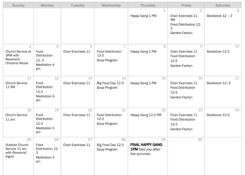 A snapshot of an old 2023 monthly calendar that shows the building busy every day. A snapshot of an old 2023 monthly calendar that shows the building busy every day.