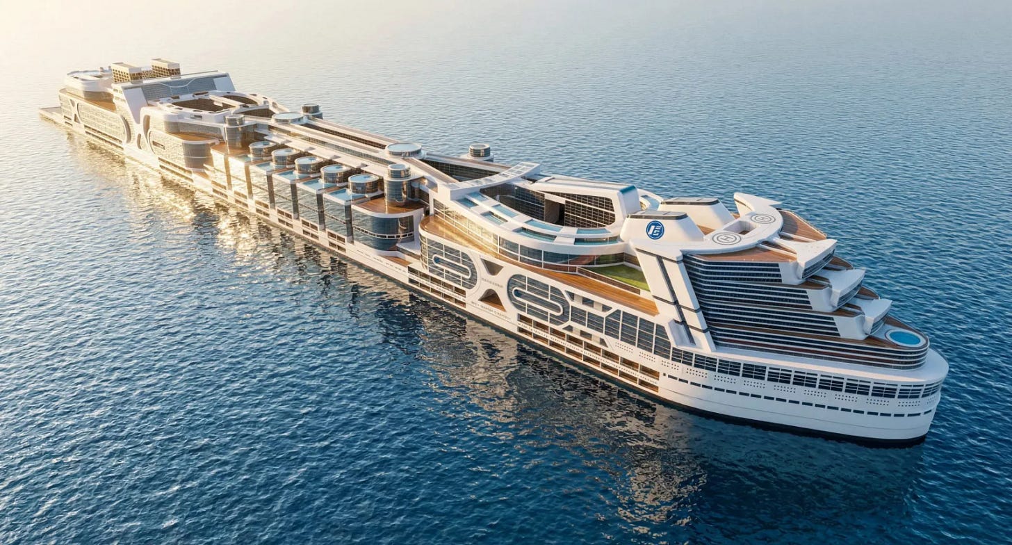 A computer rendering of the still unbuilt Freedom Ship. A computer rendering of the still unbuilt Freedom Ship.