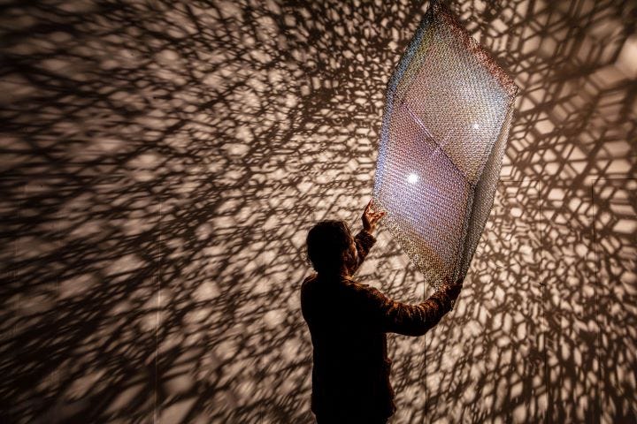 Conrad Shawcross with Light Cage, 2024. Photo by Richard Ivey - small