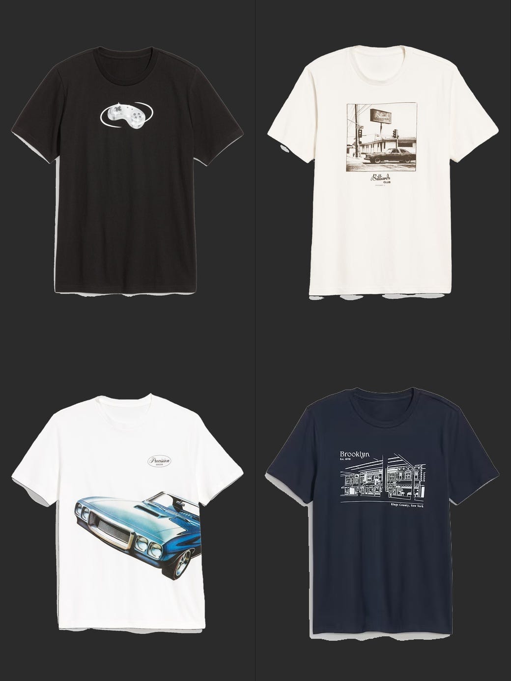 a collection of crappy old navy graphic t-shirts
