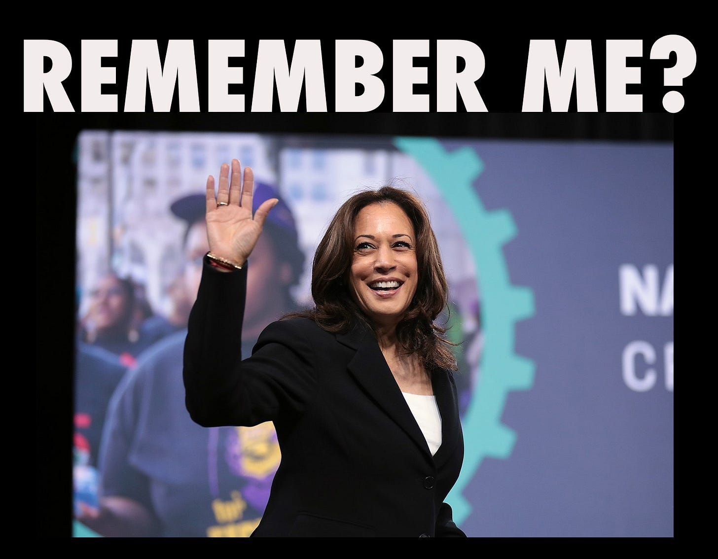 Image of Kamala with headline, "Remember Me?" Image of Kamala with headline, "Remember Me?"