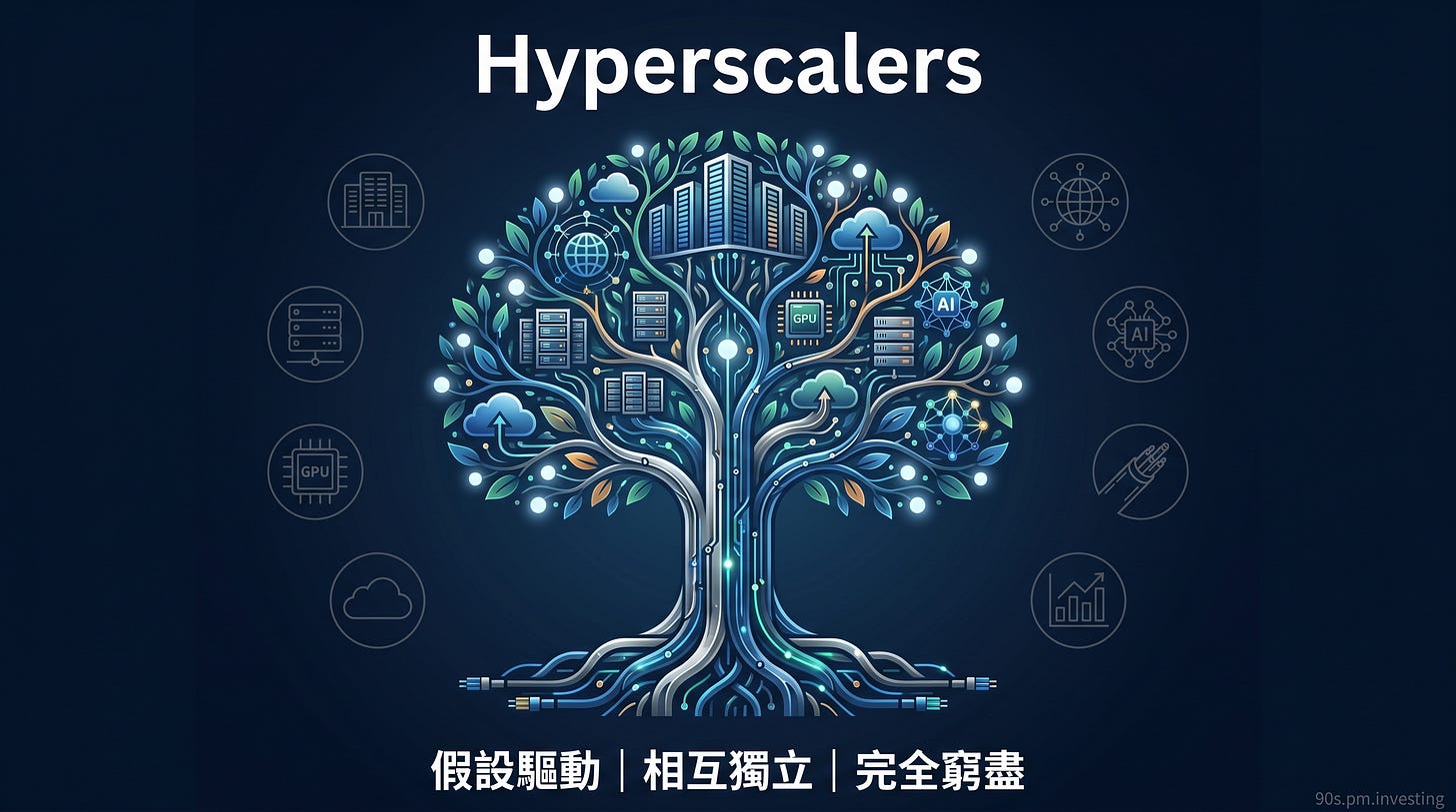 Hyperscaler 雲端 AI 資料中心樹封面，中文 MECE 標語