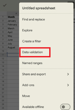 Choose Data Validation.