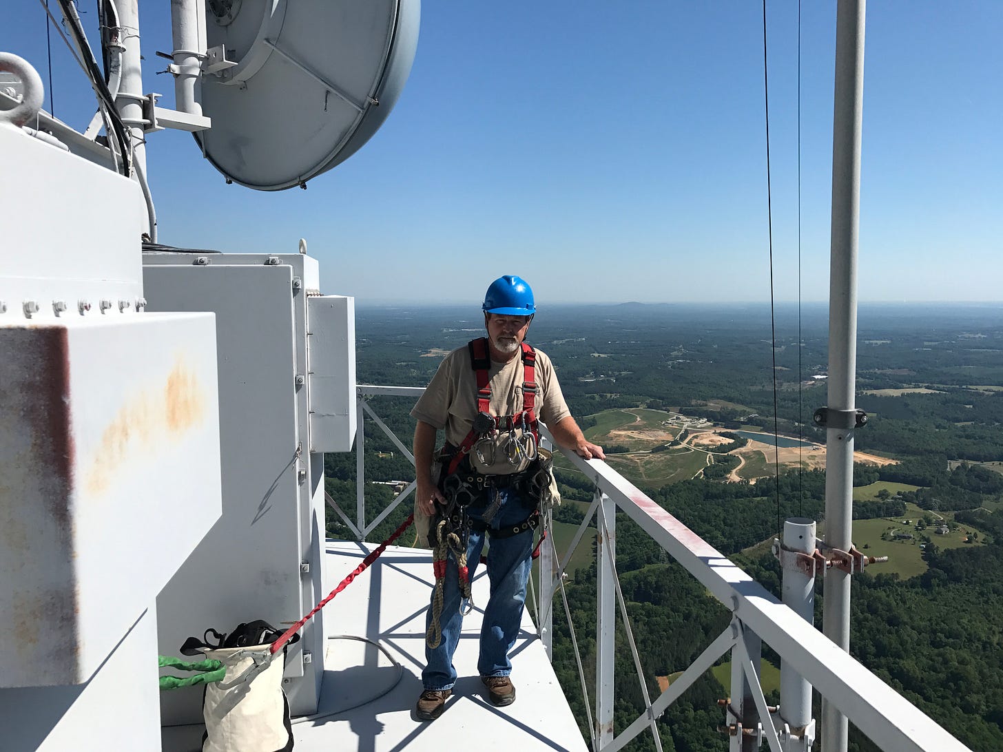 David Haas on the tower David Haas on the tower