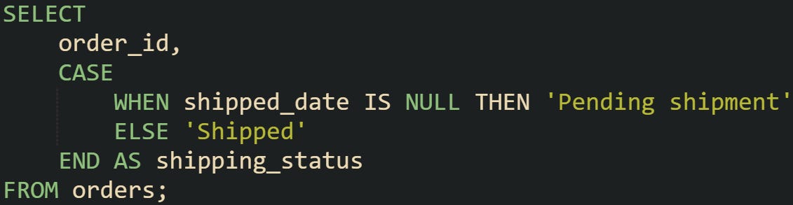 Writing CASE Expressions That Handle Nulls Well in SQL