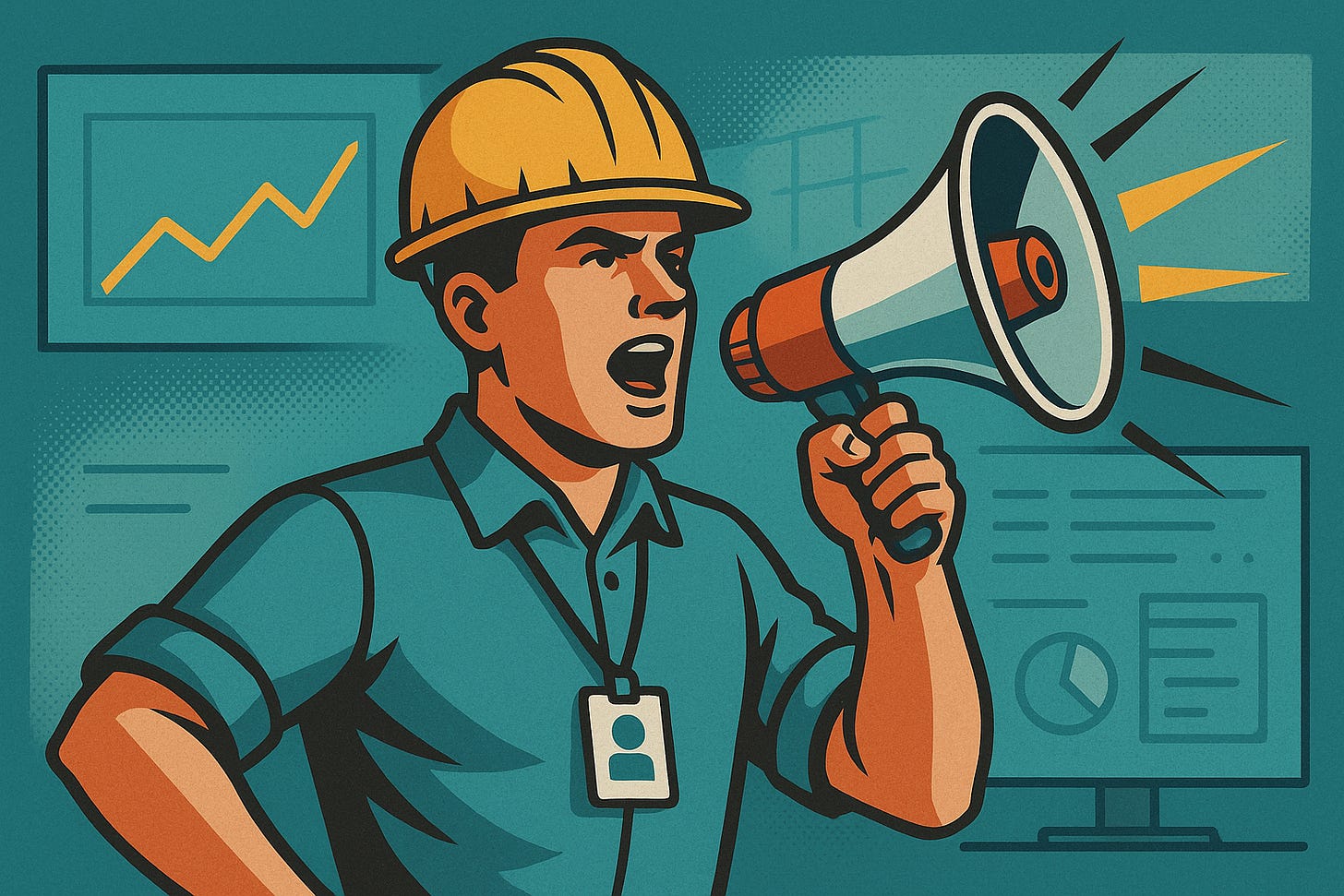 Data engineer making an announcement on a mgaphone