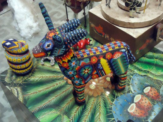 Casa de los Venados Valladolid Yucatan Mexico Huichol beadwork folk art museum bead artist