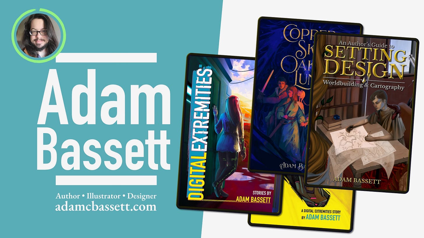 A graphic showing a photo of Adam and the covers of his books.