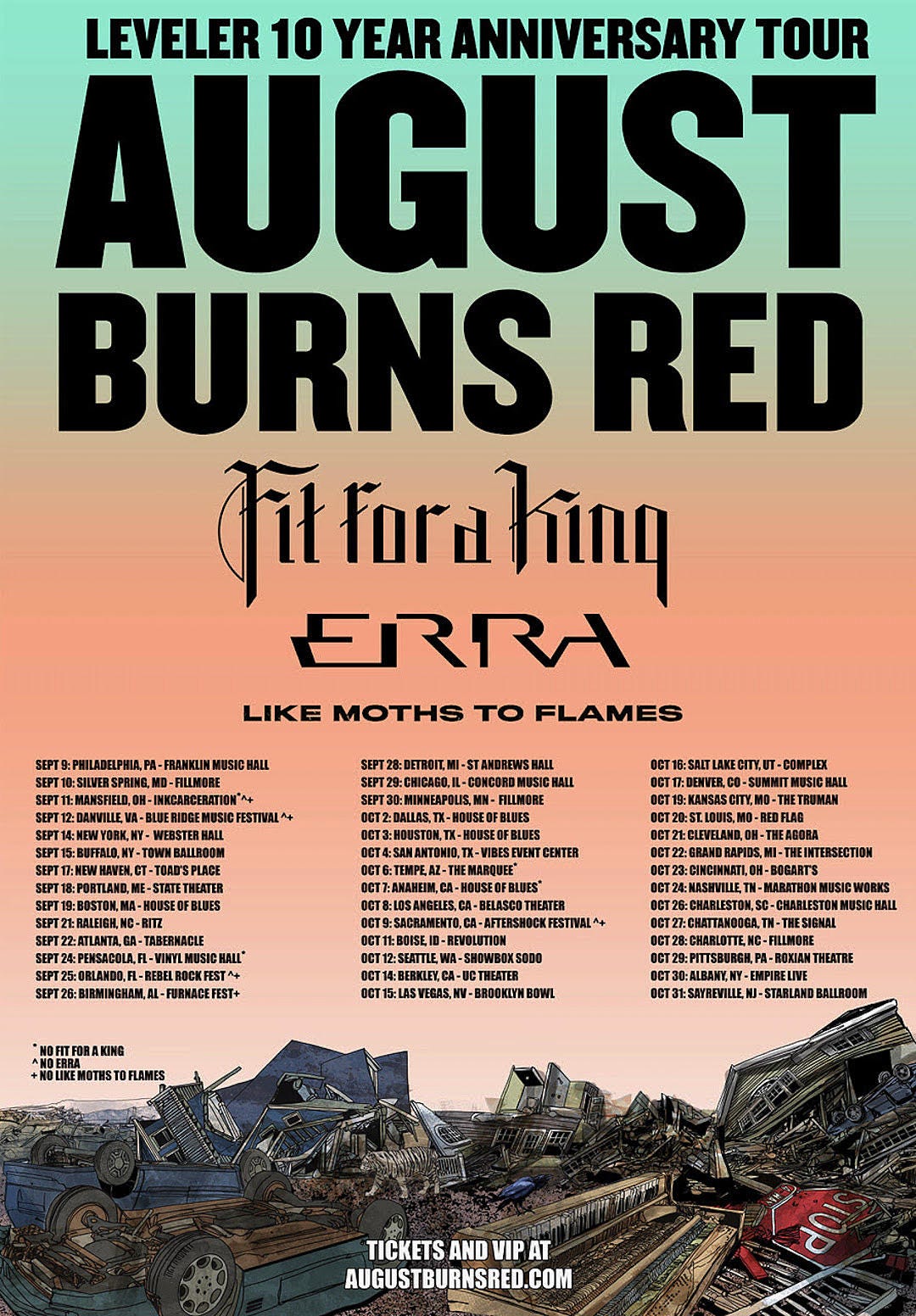 August Burns Red Book 43-Date 'Leveler' 10th Anniversary Tour August Burns Red Book 43-Date 'Leveler' 10th Anniversary Tour