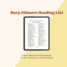 📖Rory Gilmore Reading List: Free Printable PDF Checklist of 450+ Verified Books