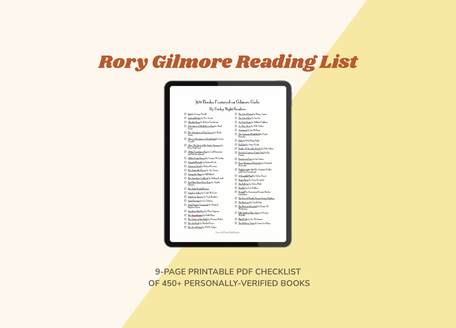 rory gilmore reading list 9 page printable pdf checklist of 450+ personally verified books